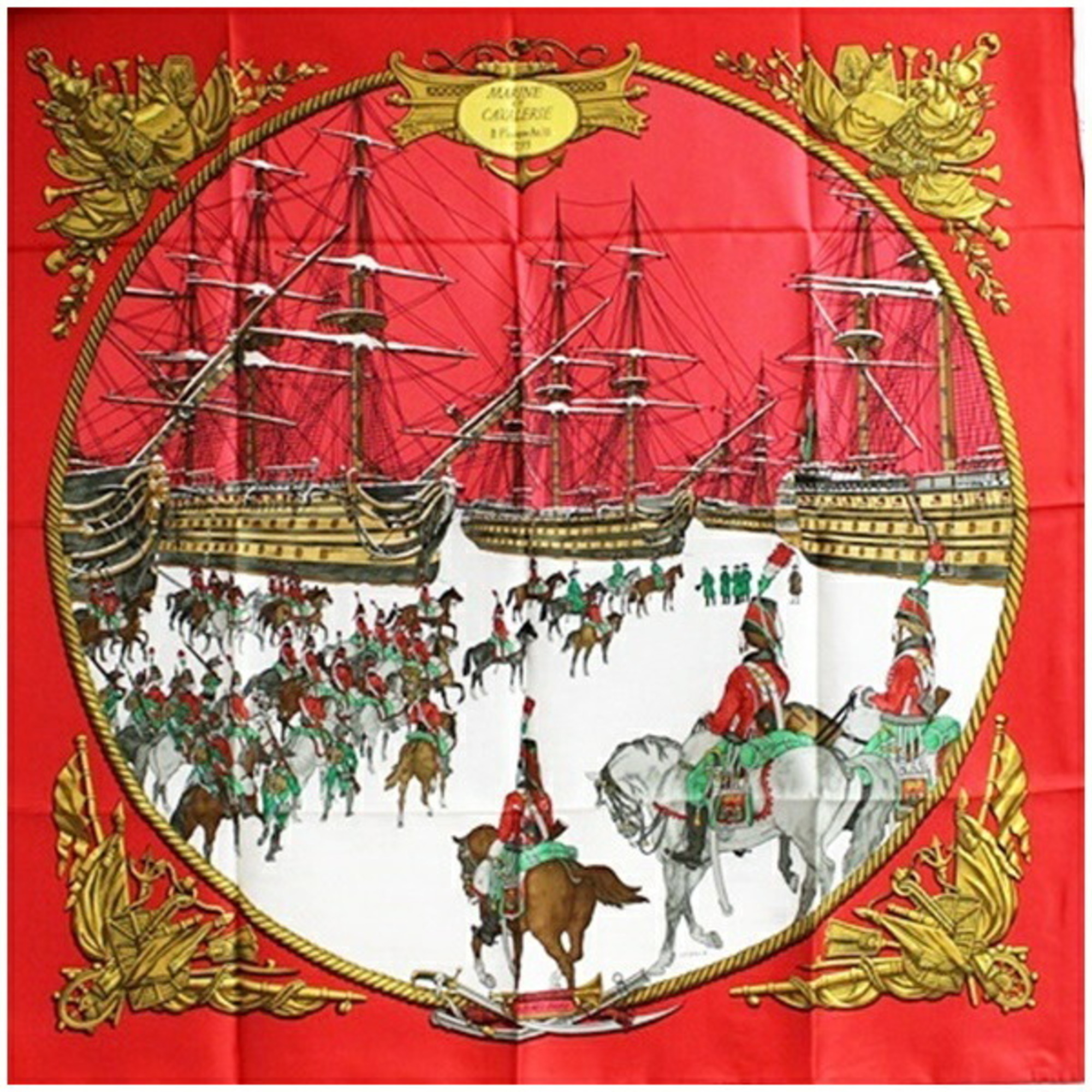 Hermes Authentic Red Silk Scarf Hermes Authentic Red Silk Scarf